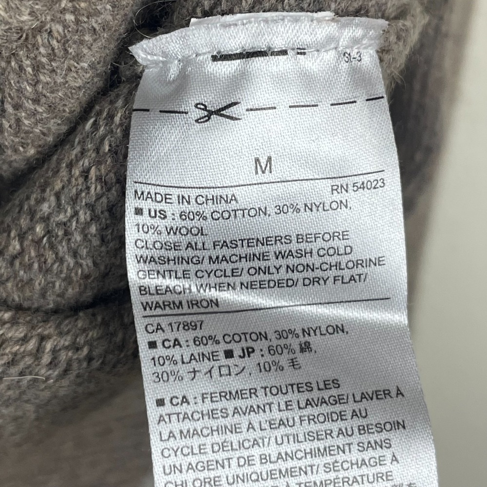 Banana Republic Men's Cardigan L Taupe Grandpa Sweater Patch Pockets - Picture 7 of 7